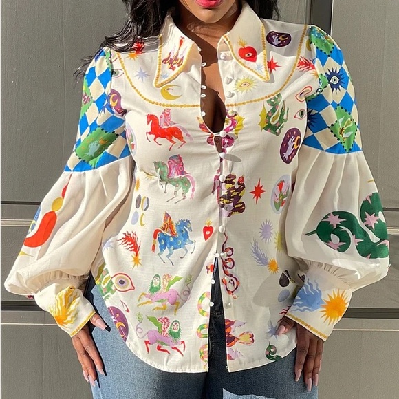 XPlusWear Balloon Sleeve Blouse - Picture 6 of 6